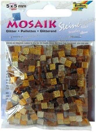 Mozaika třpytivá, hnědý mix, 5x5 mm