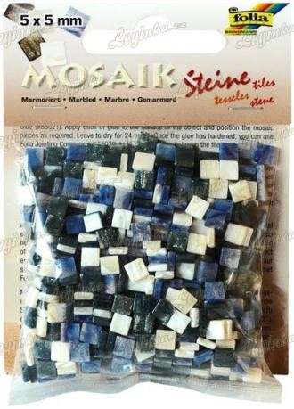 Mozaika mramorová z pryskyřice, 5x5mm modrý mix mramor